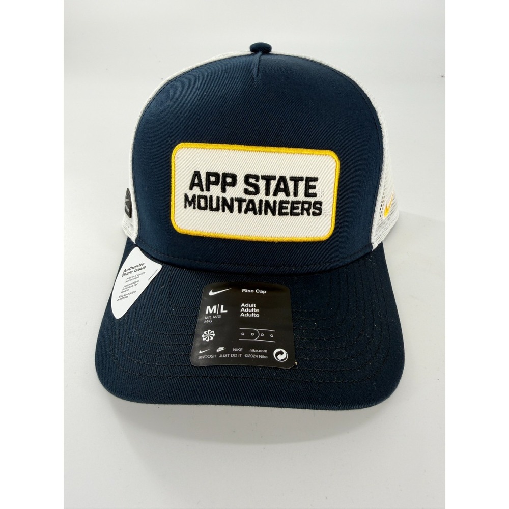 App State Mountaineers Nike Rise Hat Mens Team Issued Mesh Snapback Navy M/L NEW
